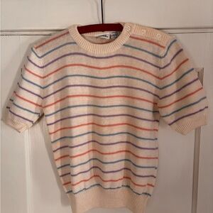 Vintage nwt pastel striped short sleeved sweater blouse